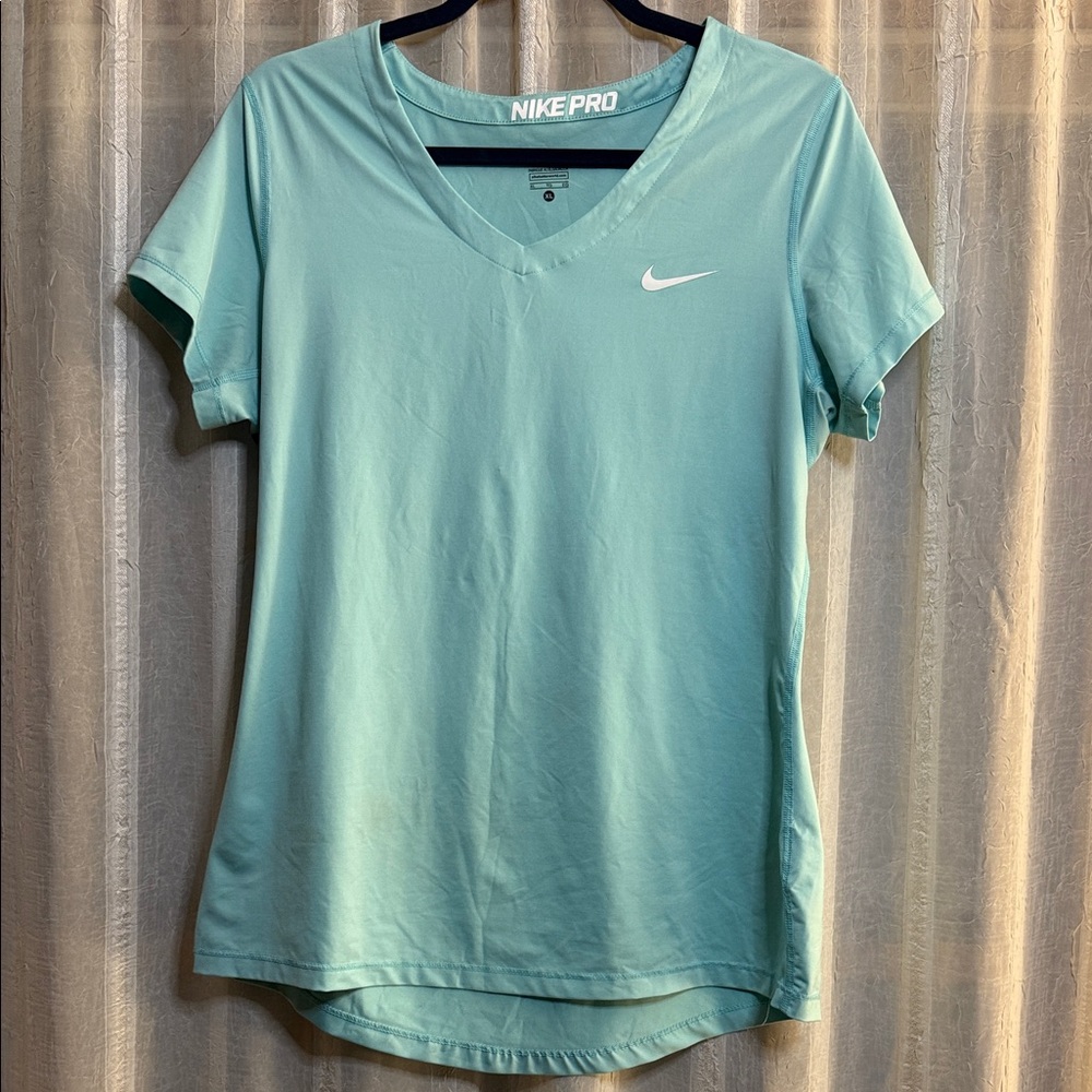 Nike Pro Women's Light Blue V-Neck Top